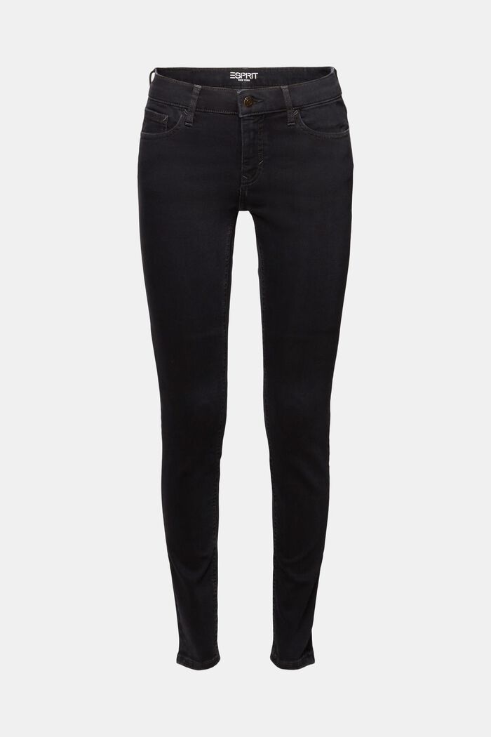 In materiale riciclato: jeans skinny a vita media, BLACK DARK WASHED, detail image number 7