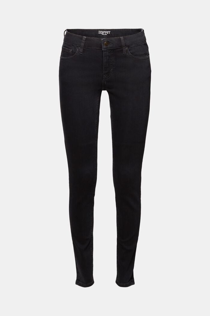 Riciclati: jeans skinny a vita media, BLACK DARK WASHED, detail image number 7