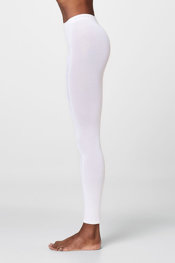Leggings coprenti in misto cotone, WHITE, detail image number 3