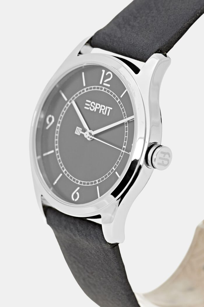 Materiale vegano: orologio con cinturino in similpelle, BLACK, detail image number 1