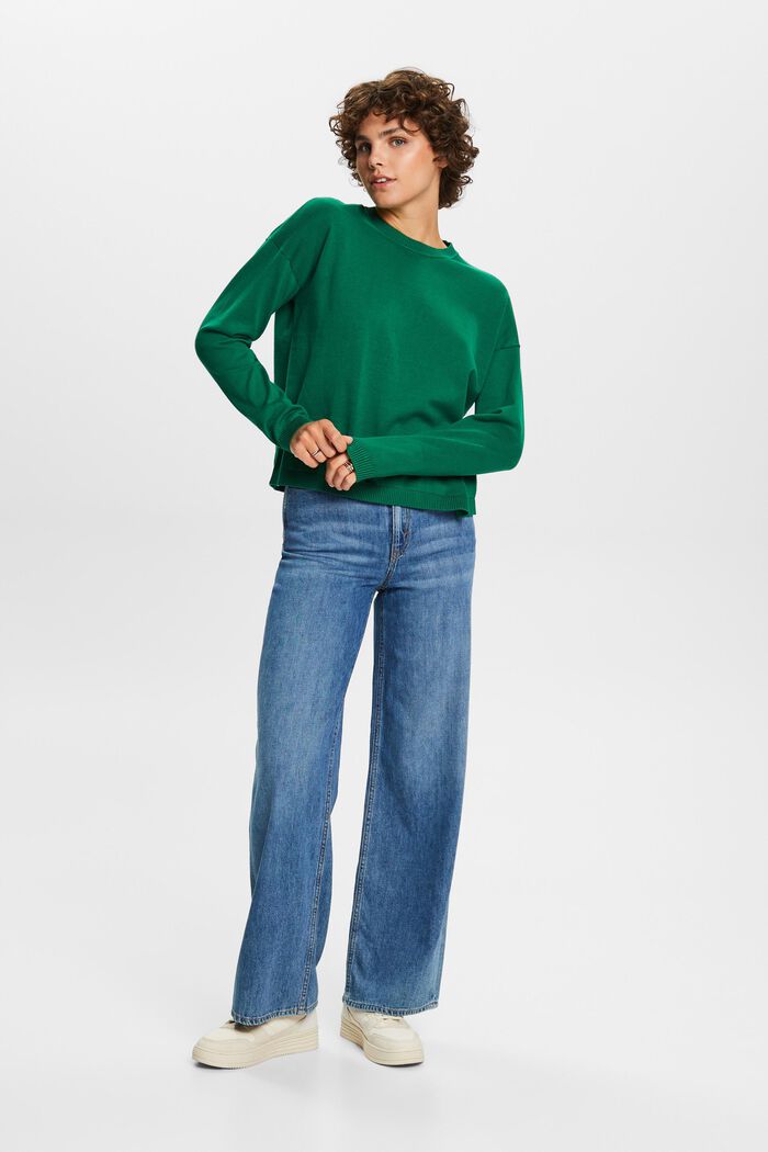 Pullover oversize, 100% cotone, DARK GREEN, detail image number 5