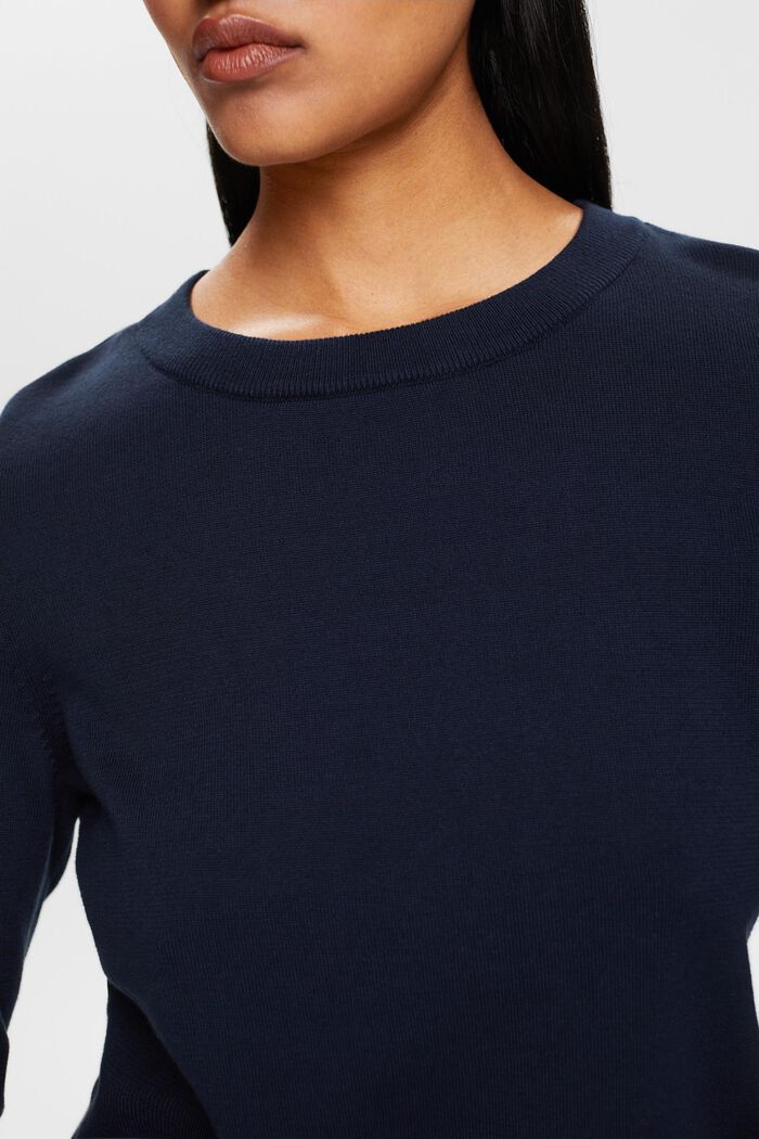 Pullover in cotone a girocollo, NAVY, detail image number 3