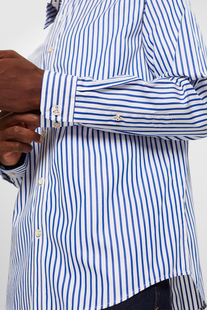 Camicia a righe in popeline di cotone, BRIGHT BLUE, detail image number 5