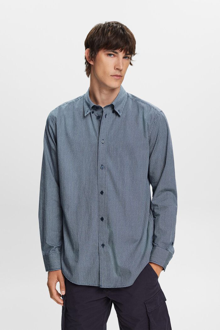Camicia in popeline di cotone, GREY BLUE, detail image number 0