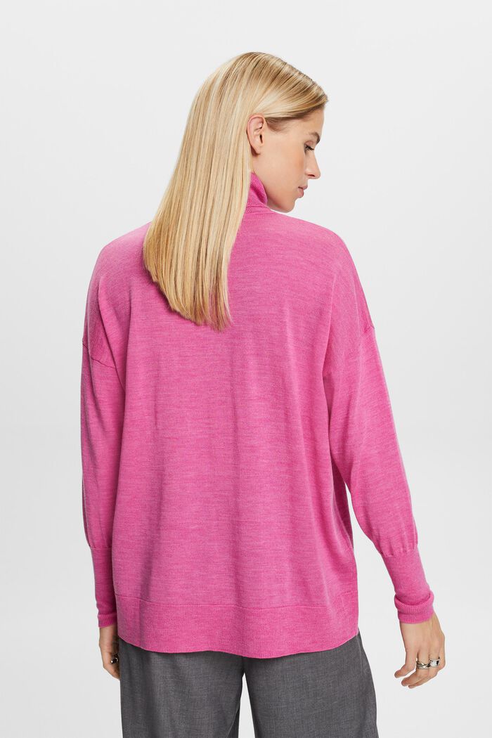 Pullover dolcevita oversize in lana, PINK FUCHSIA, detail image number 4