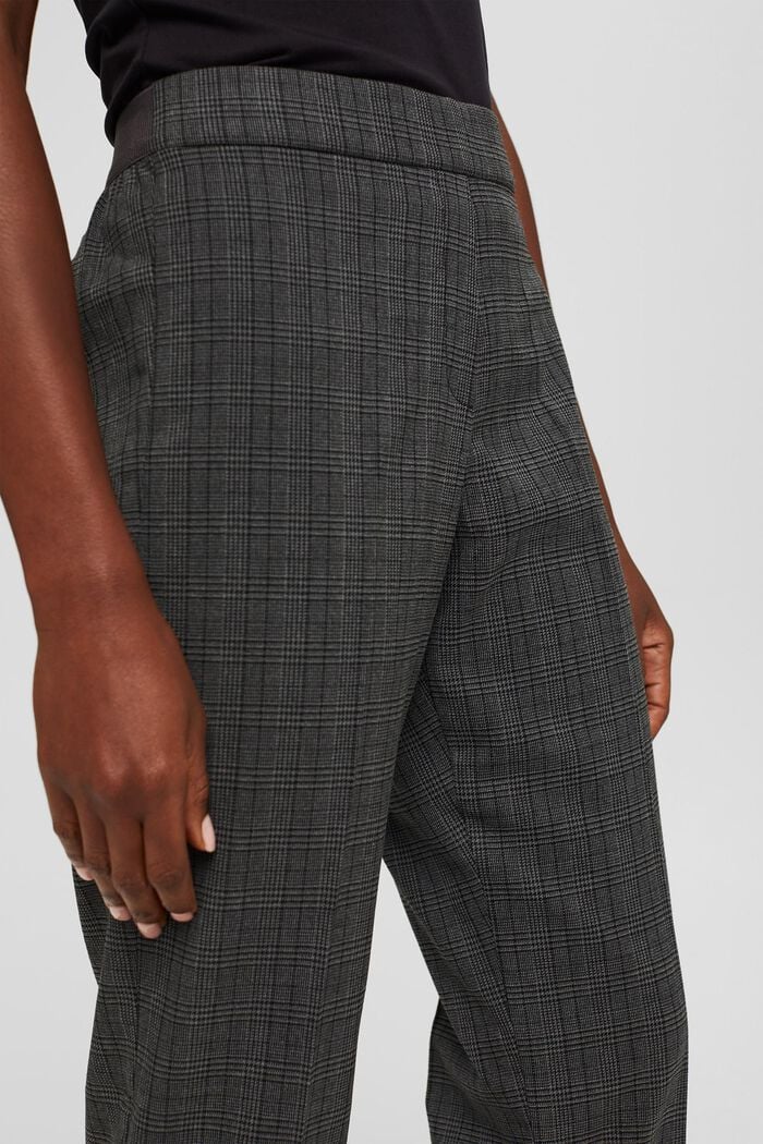 Pantaloni a quadri cropped con vita elastica, DARK GREY, detail image number 2
