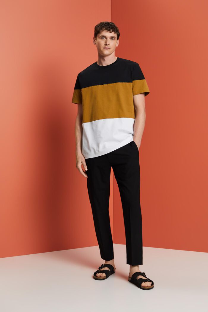 T-shirt a blocchi di colore, 100% cotone, BLACK, detail image number 1