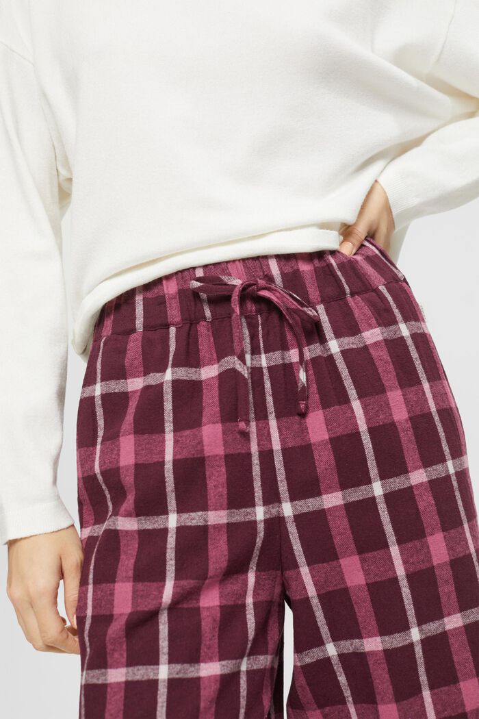 Pantaloni da pigiama a quadri in flanella di cotone, BORDEAUX RED, detail image number 0