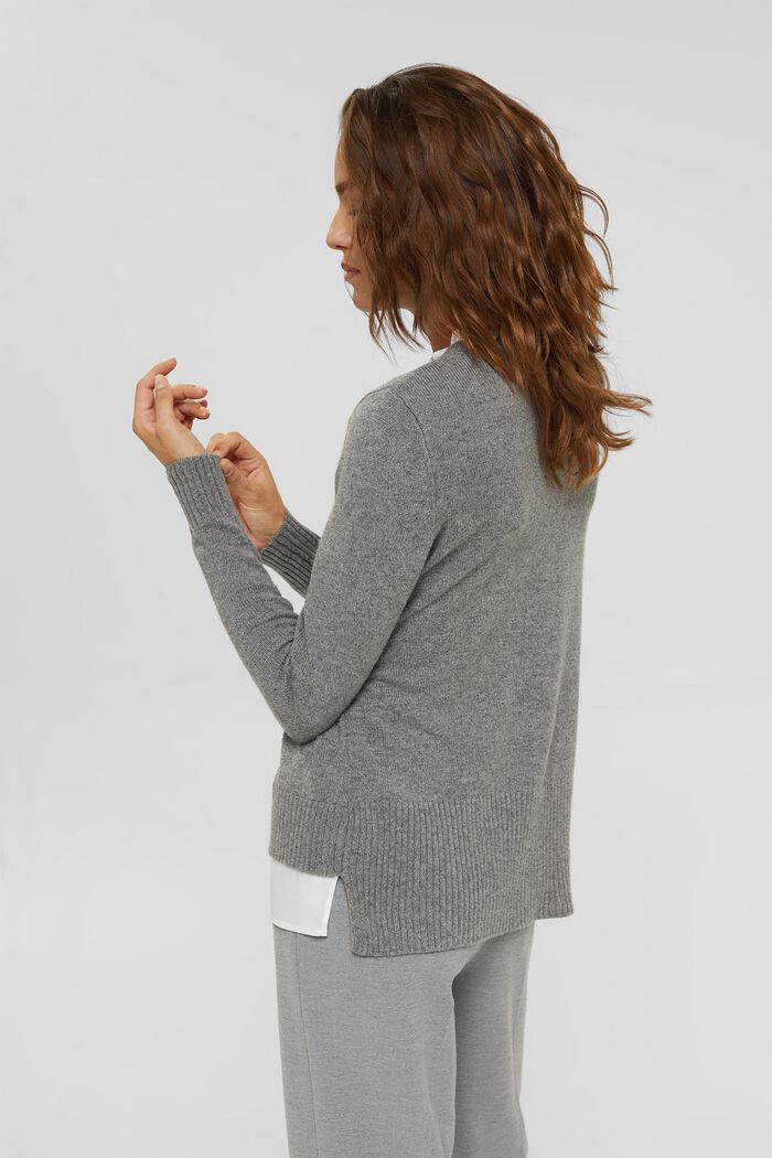 Con lana: pullover con effetto a strati, GUNMETAL, detail image number 3