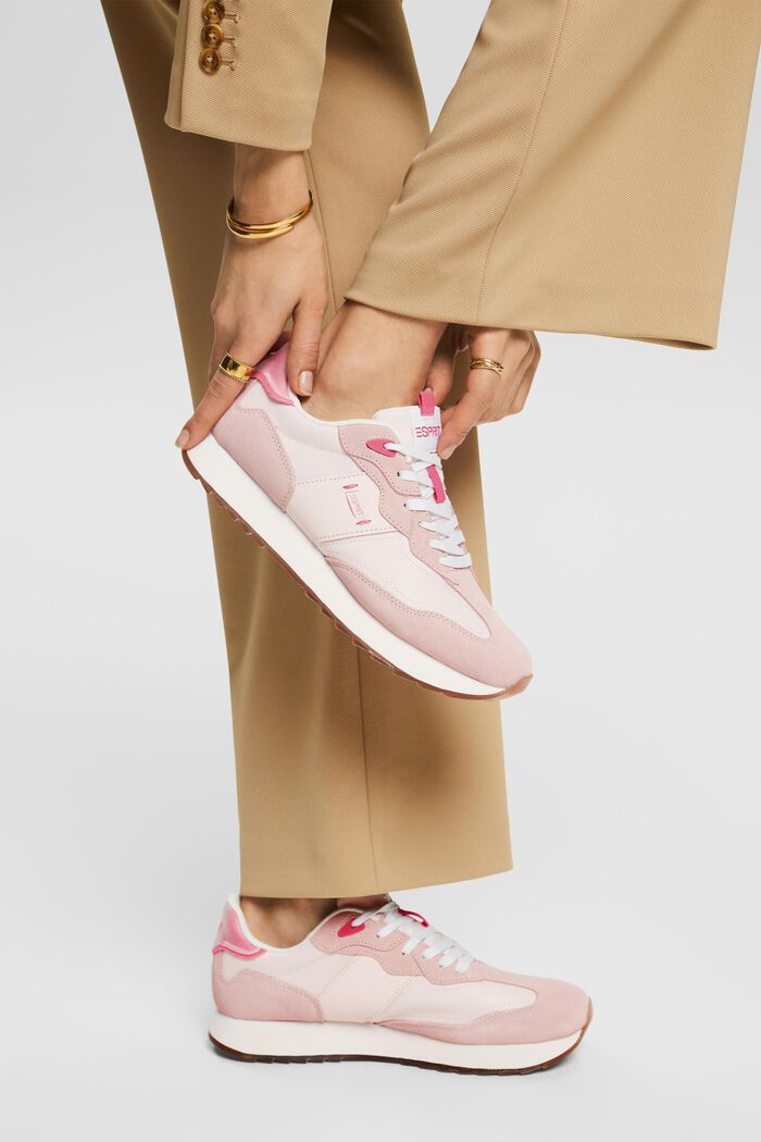 Sneakers in pelle con plateau, PASTEL PINK, detail image number 1