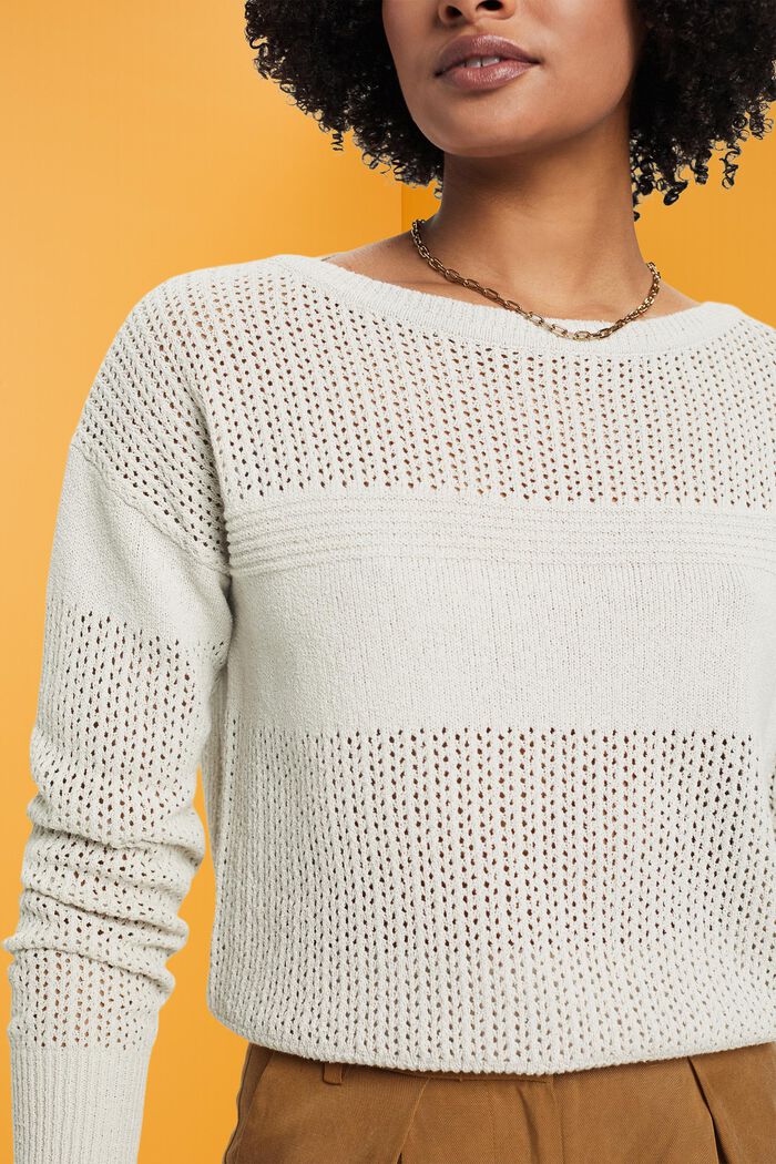 Pullover in cotone pointelle, PASTEL GREY, detail image number 2