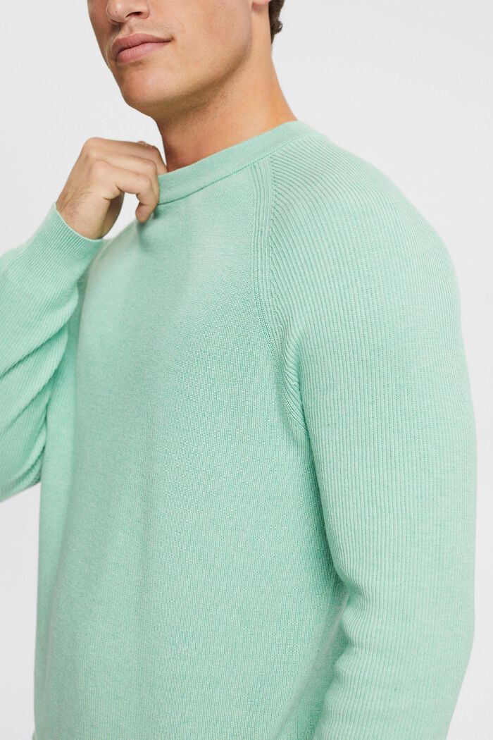 Pullover girocollo, 100% cotone, PASTEL GREEN, detail image number 0