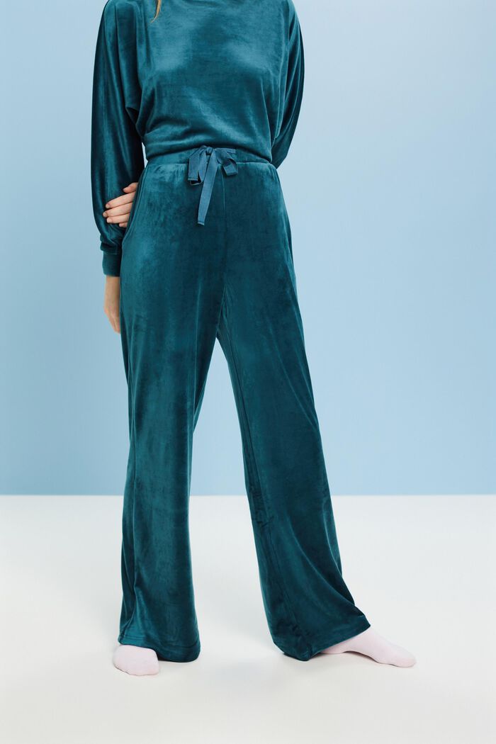 Pantaloni in velluto per il tempo libero, PETROL BLUE, detail image number 0