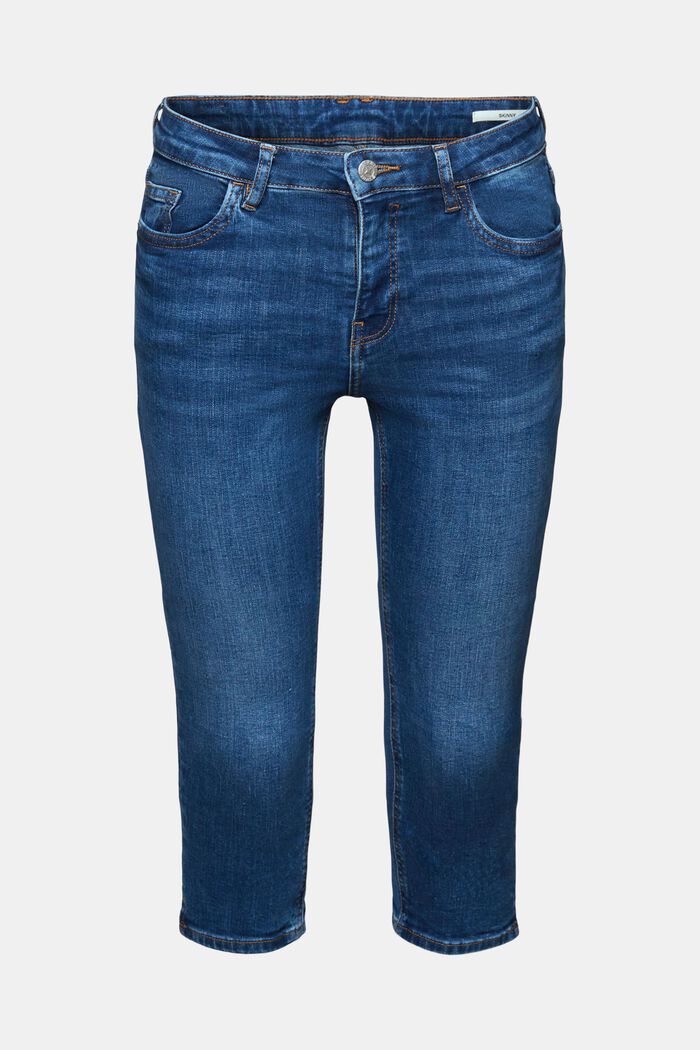 Jeans capri in cotone biologico, BLUE MEDIUM WASHED, detail image number 7