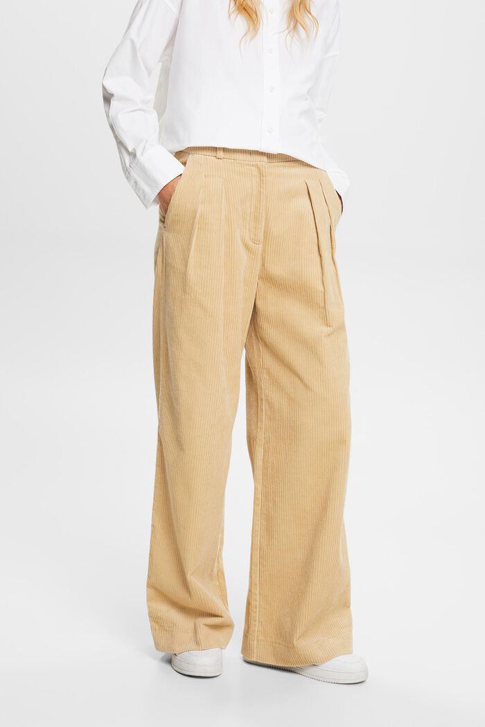 Pantaloni in velluto a vita media e gamba larga, DUSTY NUDE, detail image number 0