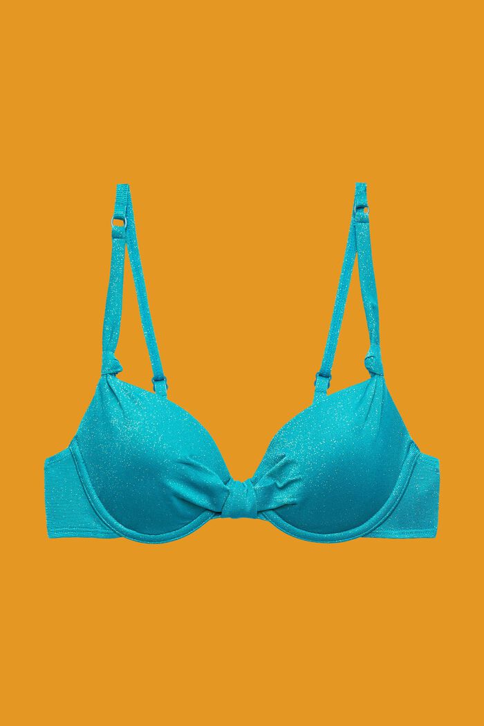 Reggiseno da bikini scintillante, imbottito e con ferretto, TEAL BLUE, detail image number 4
