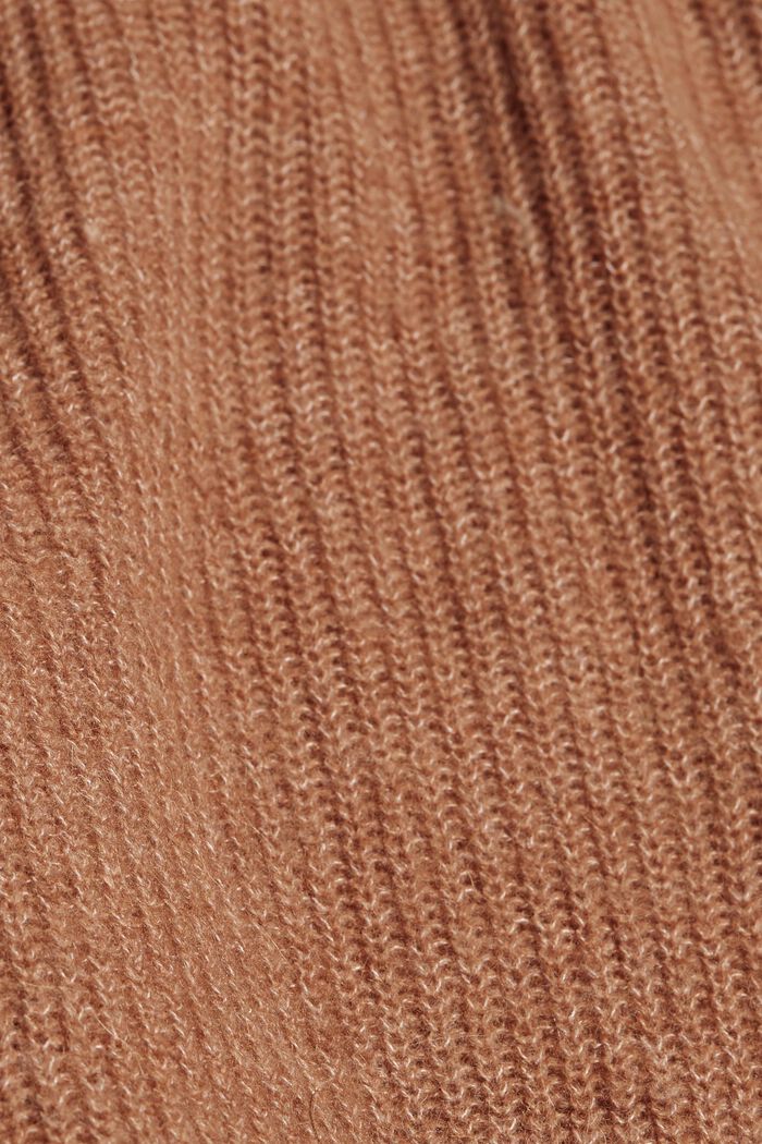 Con lana e alpaca: cardigan in maglia a coste, CARAMEL, detail image number 1
