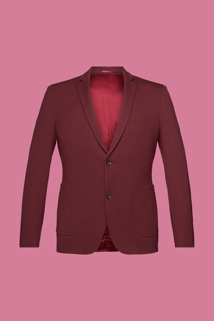 Blazer monopetto in jersey di cotone piqué, BORDEAUX RED, detail image number 5