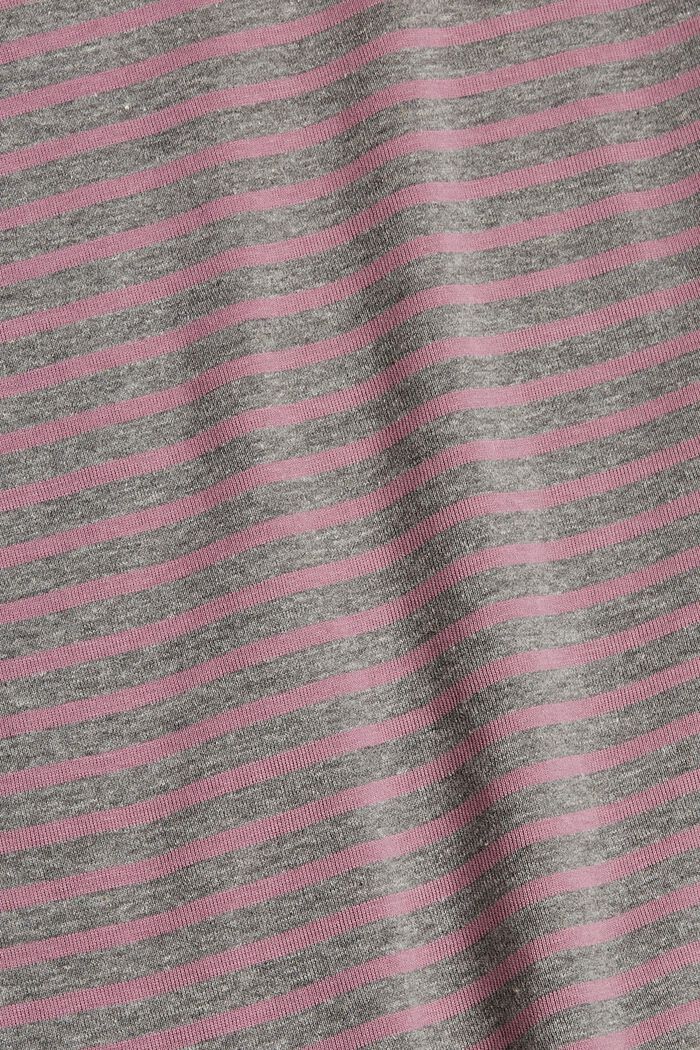 Maglia a maniche lunghe a righe in misto cotone biologico, MAUVE, detail image number 4