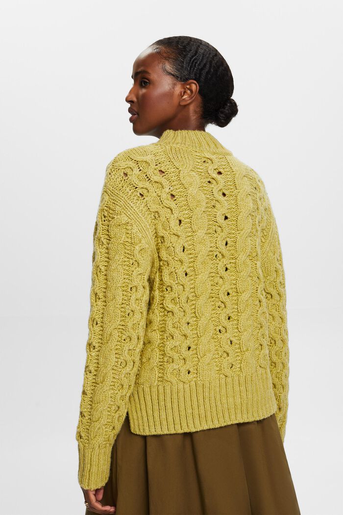 Pullover in misto lana in maglia intrecciata, PISTACHIO GREEN, detail image number 3