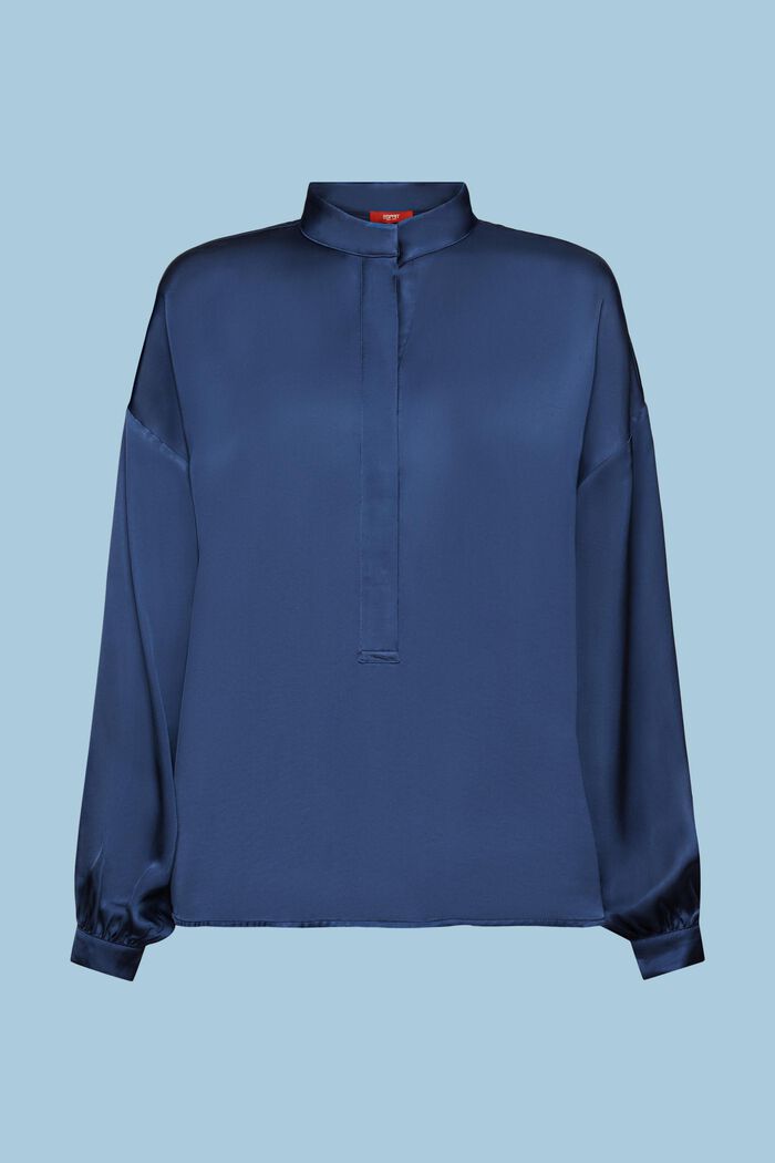 Blusa in raso con bottoni davanti, GREY BLUE, detail image number 6