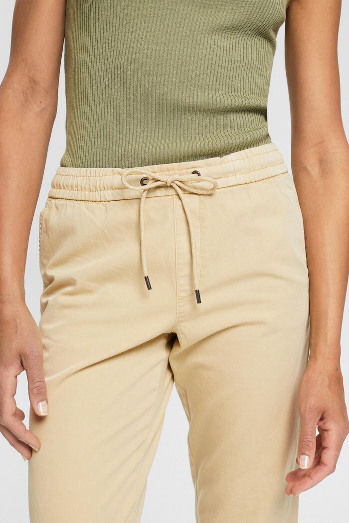 Pantaloni con coulisse e cordoncino in cotone Pima, SAND, detail image number 0