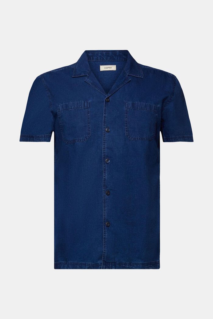 Camicia di jeans a maniche corte, 100% cotone, BLUE DARK WASHED, detail image number 7