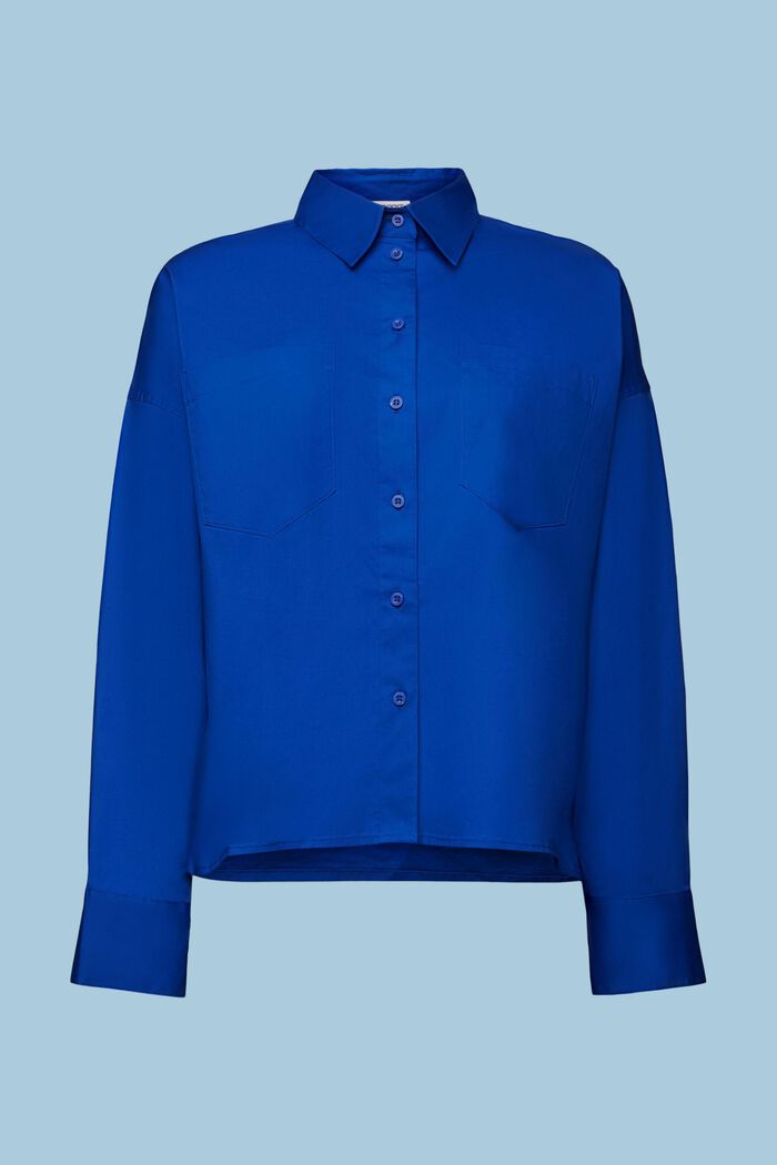 Camicia button-up in popeline di cotone, BRIGHT BLUE, detail image number 6