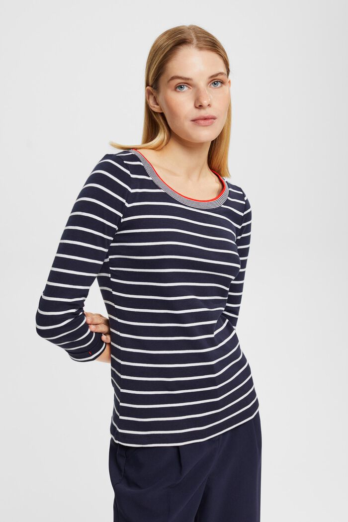 Manica lunga a righe, NAVY, overview