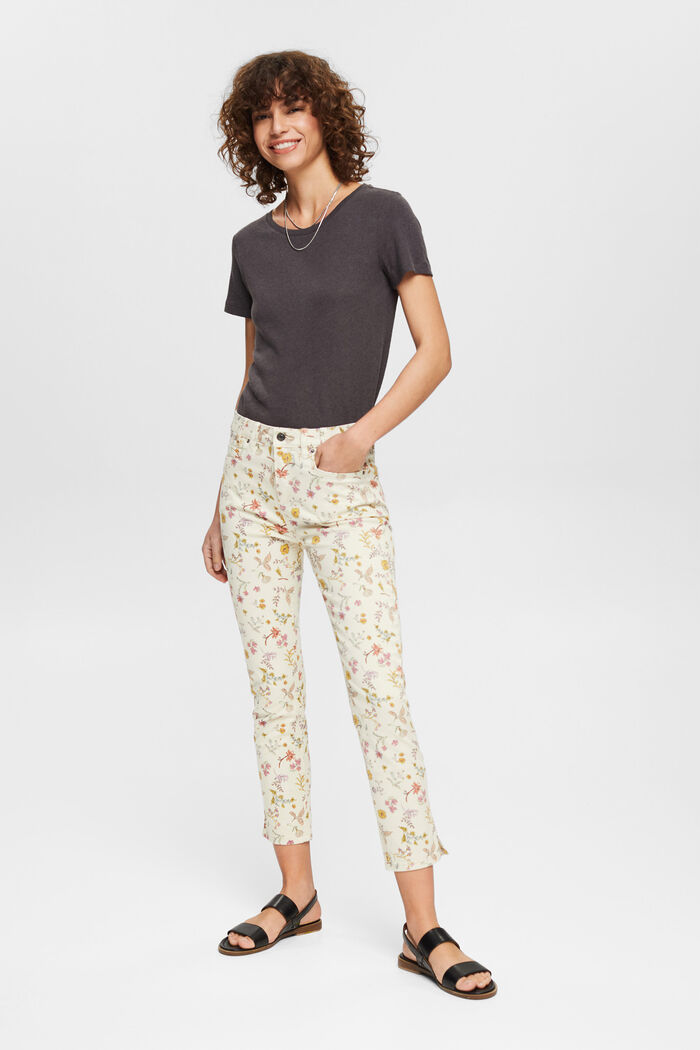 Pantaloni stretch con stampa floreale