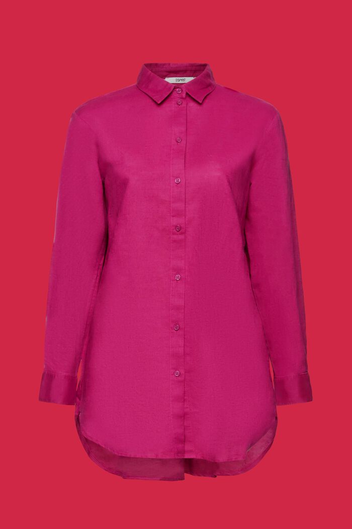 Camicia in misto lino e cotone, DARK PINK, detail image number 5