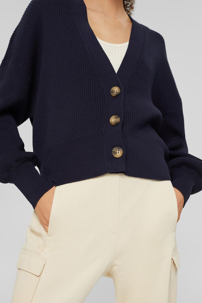 Cardigan in 100% cotone biologico, NAVY, detail image number 0