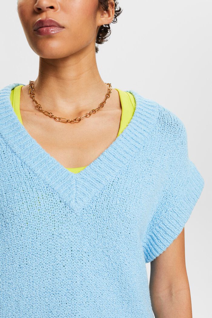 Pullover in bouclé con scollo a V, LIGHT TURQUOISE, detail image number 2