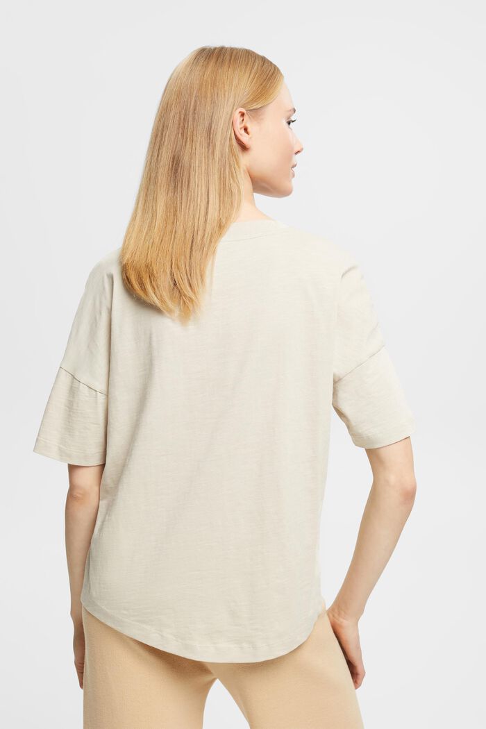 T-shirt in cotone con stampa geometrica, LIGHT TAUPE, detail image number 3