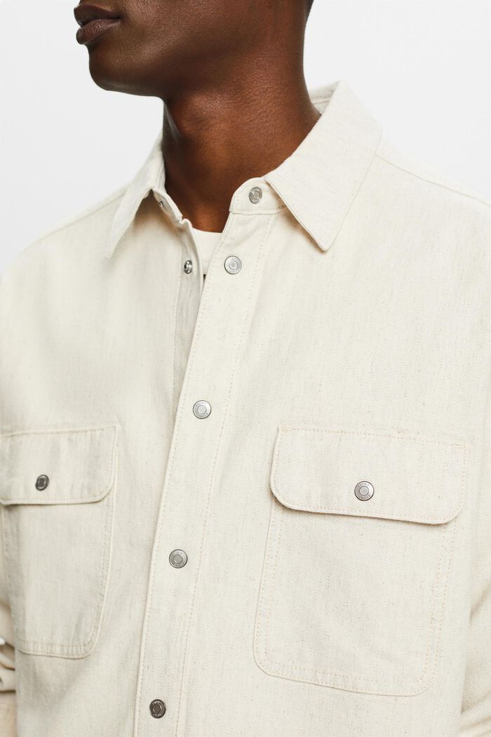 Overshirt a manica lunga in stile utility, OFF WHITE, detail image number 3