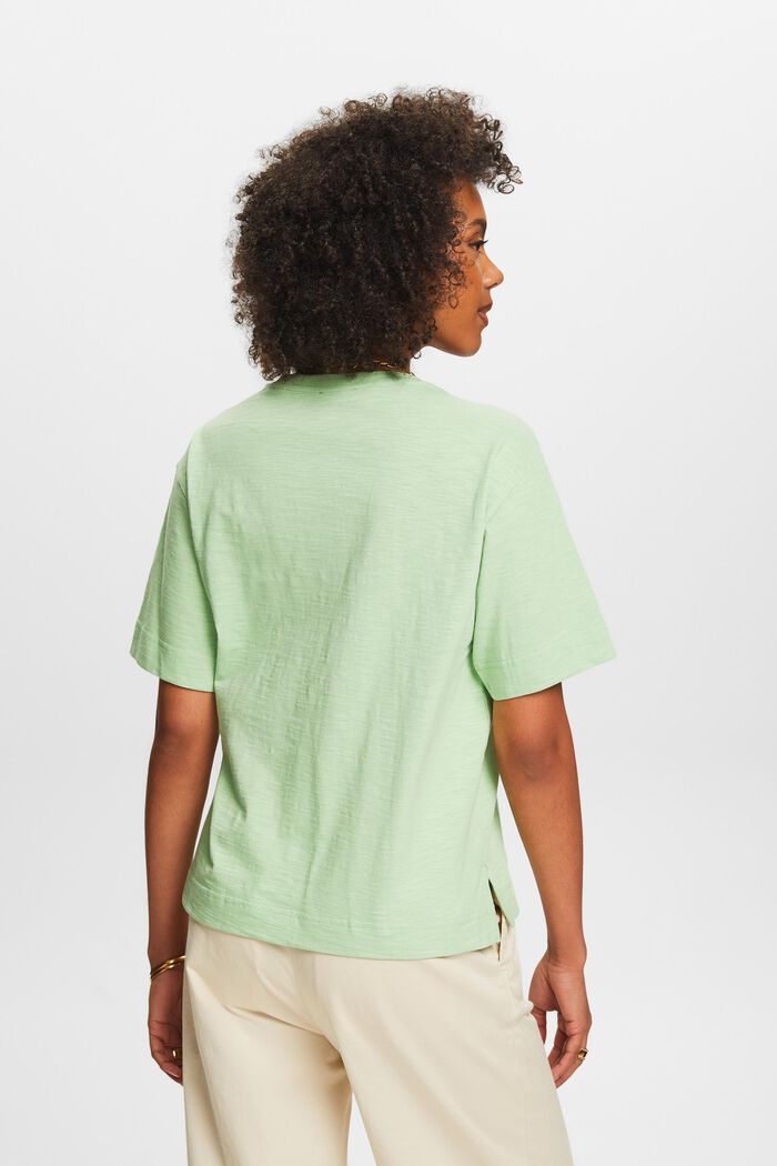 T-shirt fiammata con scollo a V, LIGHT GREEN, detail image number 2