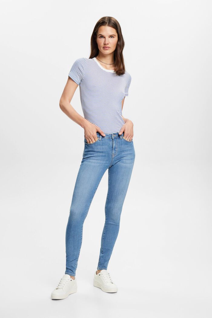 Jeans skinny in cotone sostenibile, BLUE LIGHT WASHED, detail image number 4