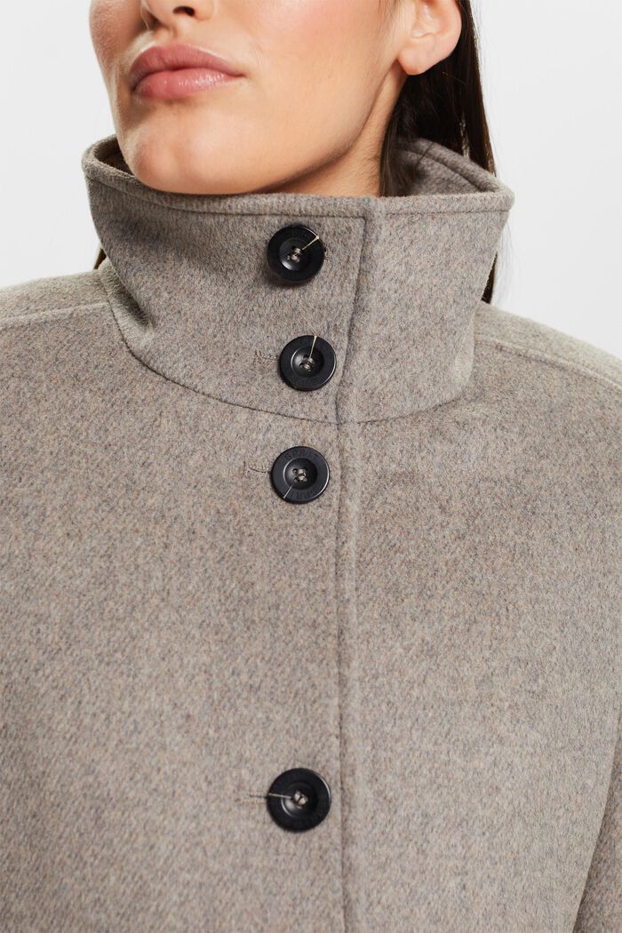 Cappotto in lana spazzolata, TAUPE, detail image number 3