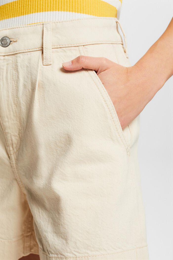 Pantaloncini in twill di cotone lavato, OFF WHITE, detail image number 3