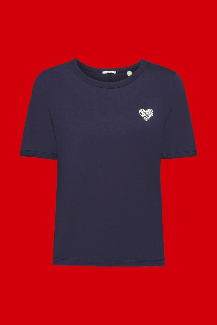 T-shirt di cotone con logo a forma di cuore, NAVY, detail image number 5