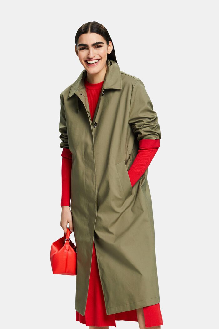 Cappotto midi stile car coat, OLIVE, detail image number 0