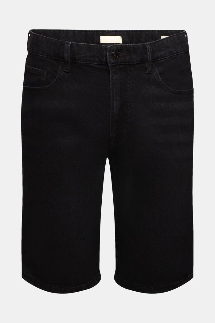 Pantaloncini in denim slim fit, BLACK DARK WASHED, detail image number 6