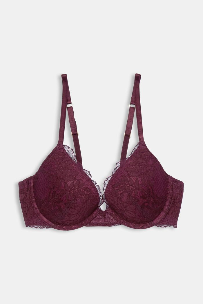 Reggiseno push-up con pizzo, BORDEAUX RED, detail image number 1