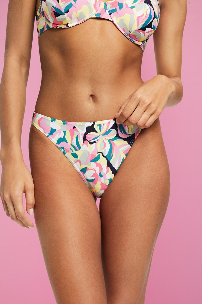 Slip da bikini Carilo beach con stampa floreale, NAVY, detail image number 1