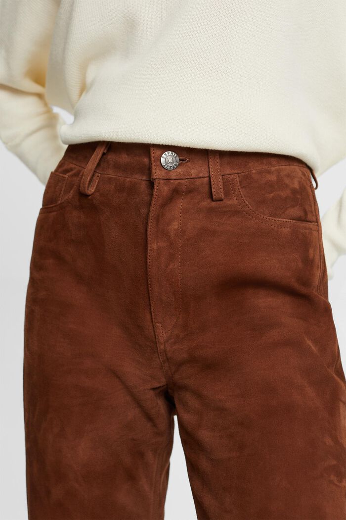 Pantaloni a gamba dritta in pelle scamosciata, BARK, detail image number 1