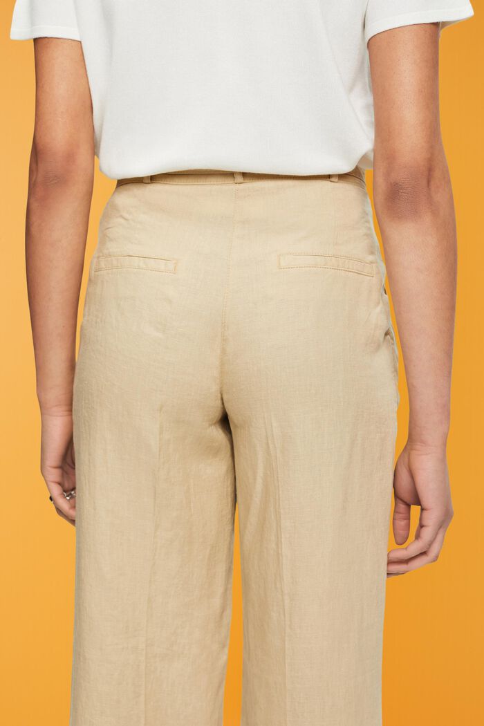 Pantaloni in lino a gamba larga, SAND, detail image number 4