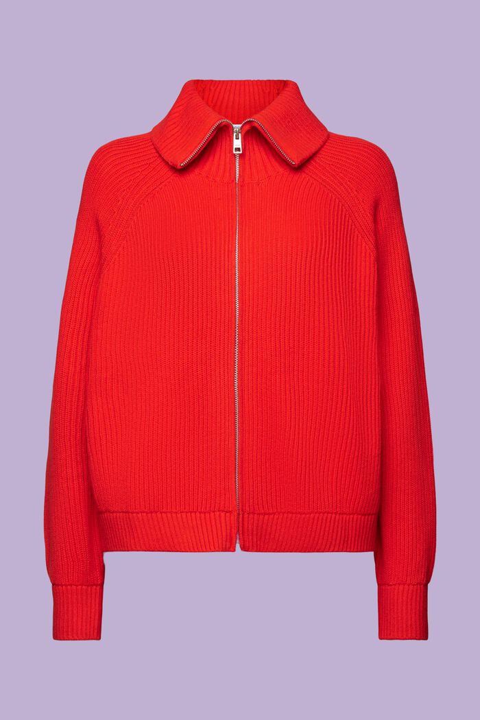 Cardigan con zip a coste, RED, detail image number 6