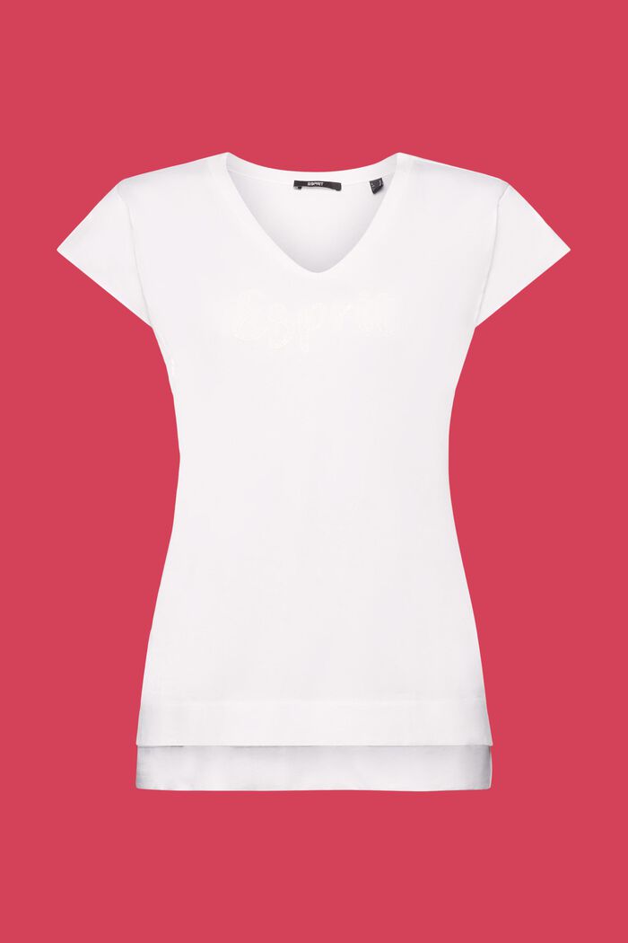 T-shirt con stampa tono su tono, 100% cotone, WHITE, detail image number 7