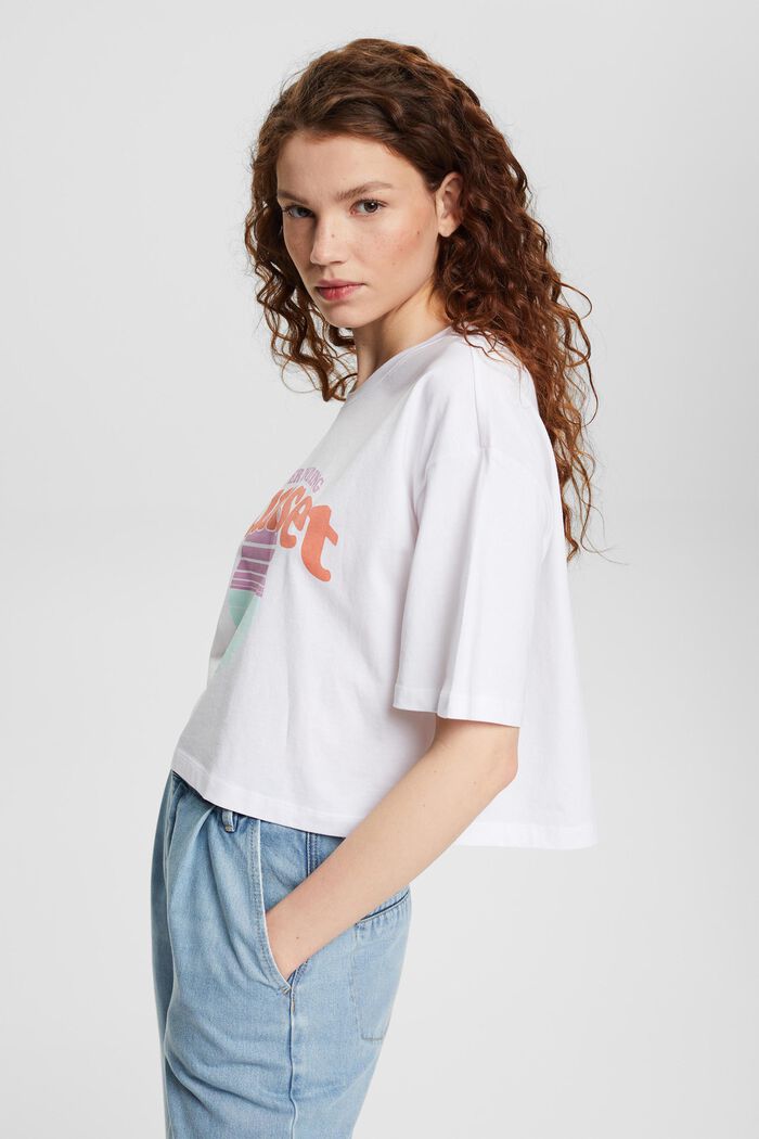 T-shirt cropped con stampa, WHITE, detail image number 5