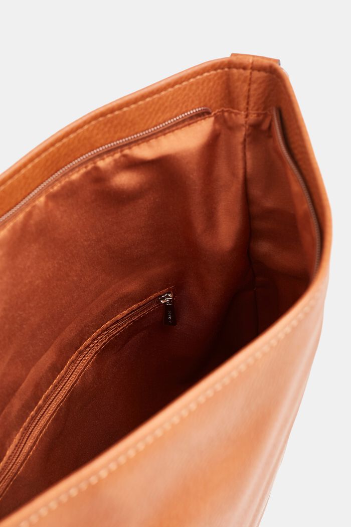 Borsa a tracolla con patta in similpelle, RUST BROWN, detail image number 3